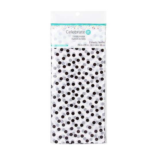 White & Black Dotted Tissue Paper Sheets by Celebrate It™